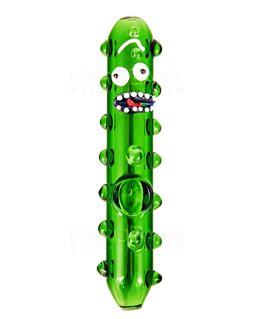 PICKLE RICK STEAMROLLER HAND PIPE W/ MULTI KNOCKERS 5.5in Long - Glass - Green - The Smoking Hound