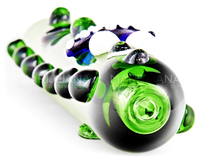 PICKLE RICK STEAMROLLER HAND PIPE W/ MULTI KNOCKERS 5.5in Long - Glass - Green - The Smoking Hound