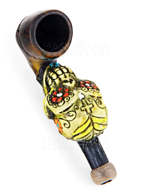 LOS MUERTOS SUGAR SKULL SHERLOCK HAND PIPE 3in Long - Wood - Green - The Smoking Hound